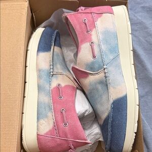 Sperry Moc-Sider Tie-Dye Slip-Ons in Blue, Pink & Cream